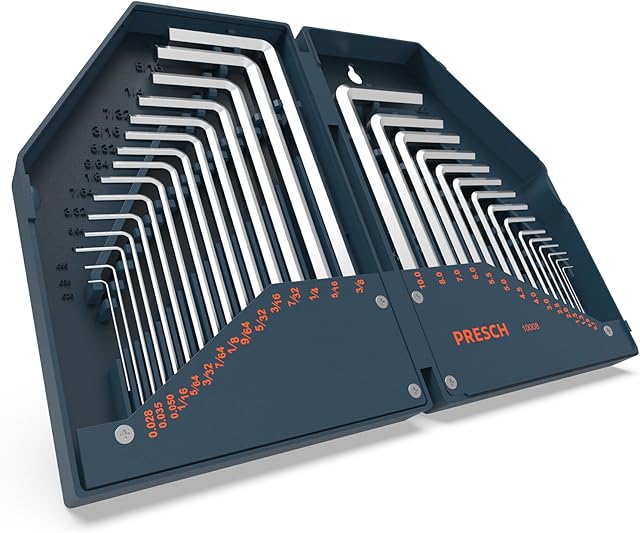 Presch Hex Key Set HX 30pcs. - Metric and Imperial Hex Keys Set - Large Hexagon Key Sets - Hex Wrench in one Compact Box for Hanging up