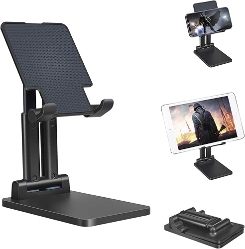 Soporte para tablet plegable, extensible y ajustable, soporte para tablet para escritorio, soporte súper resistente de doble polo, compatible con