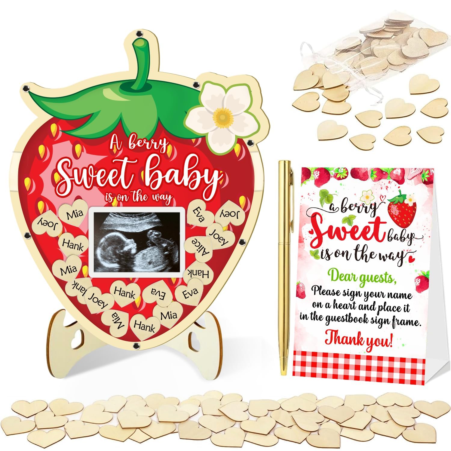 Photo 1 of 65 Pcs Strawberry Baby Shower Decorations Guest Book, Baby Shower Guest Book Alternatives with Photo Frame, 60 Wood Slices Berry Sweet Baby Shower Decorations for Grils Baby Shower1073697932
LPNPMGQ7144662