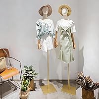Vista 6 de Maniquí Femenino Forma de Vestido Torso, Cuerpo de Maniquí de Exhibición con Cabeza Desmontable, Manos de Madera y Soporte Dorado de Altura