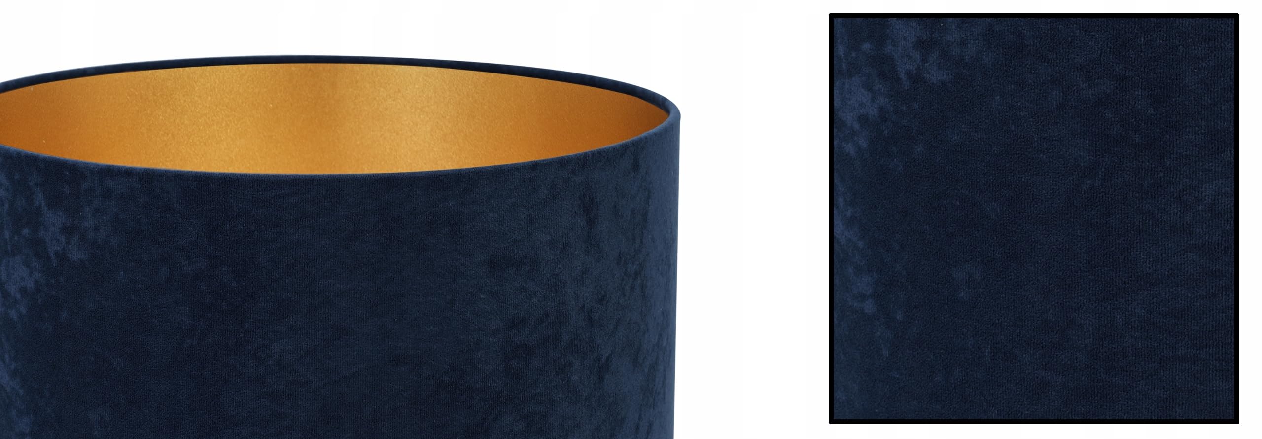 Plafonnier suspendu Holdi Light-Home - Lustre de plafond pour chambre à coucher, salon et cuisine style glamour moderne E27 - Abat-jour rond doré Velours bleu marine - Base noire