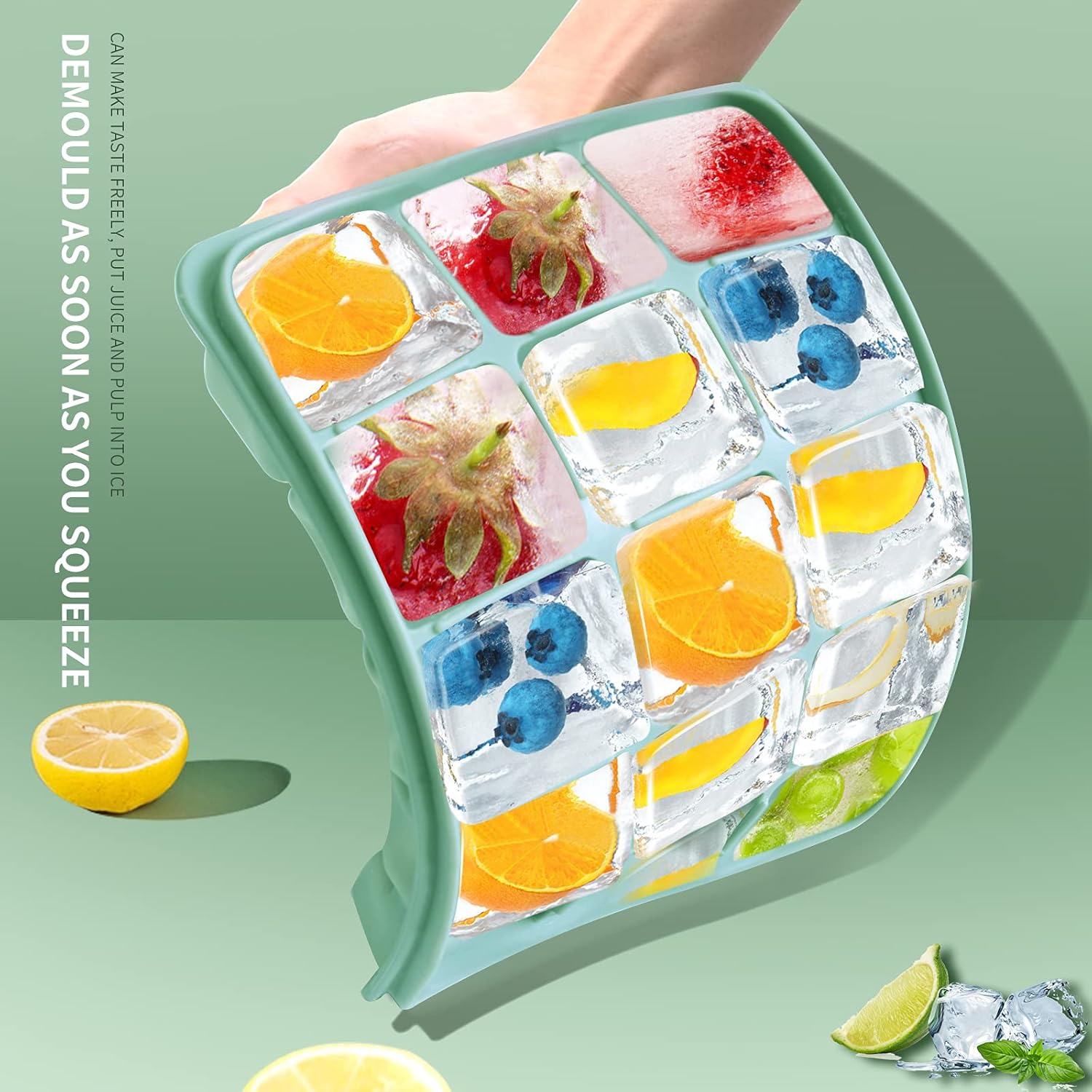 Ice Cube Trays, Easy Release 15 Flexible Silicone Ice Cube s with