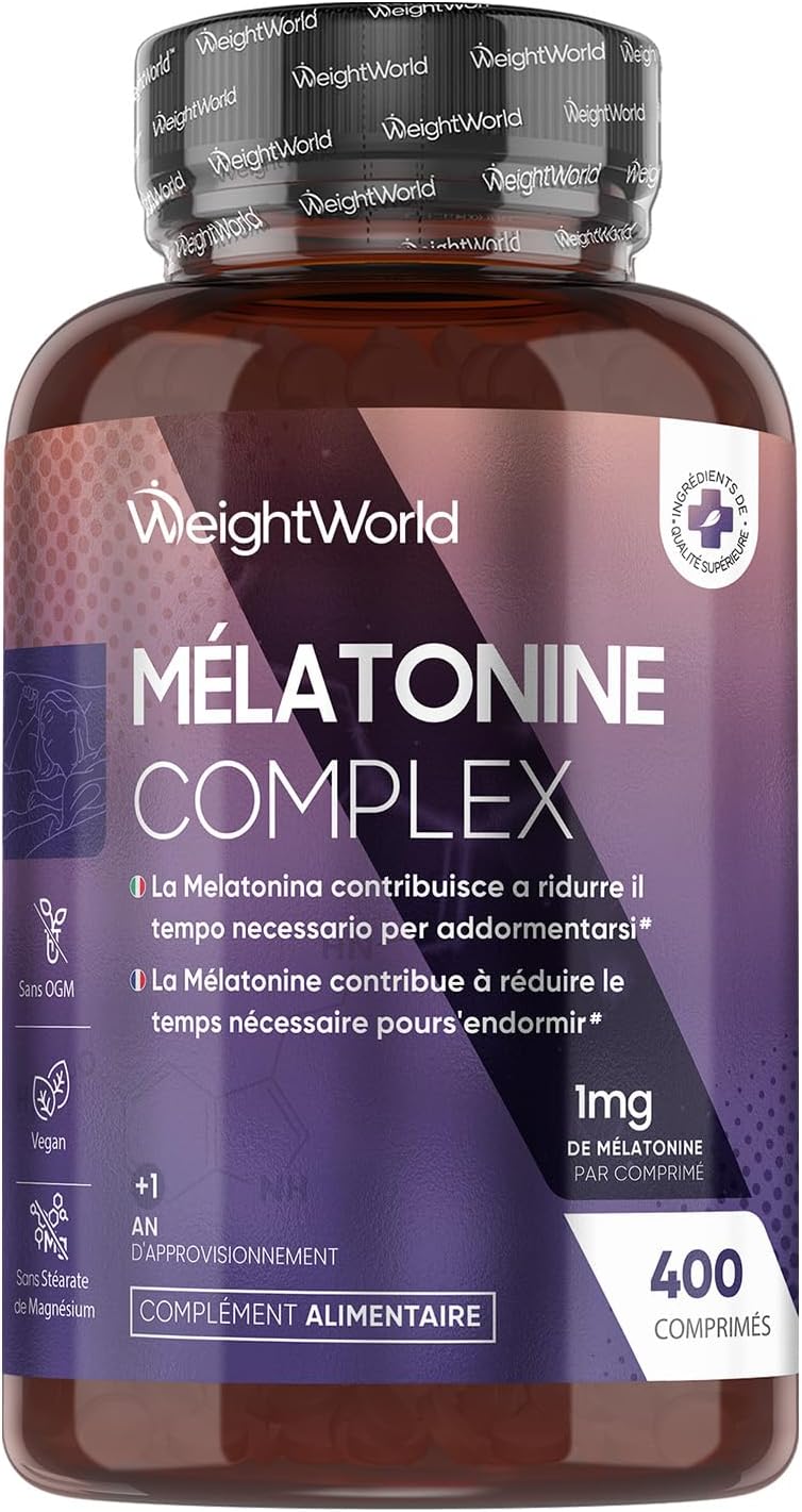 Melatonin 400 Vegan Tablets For Over 1 Year, Melatonin Complex Enriched With Passionflower, Chamomile, Magnesium and Vitamin B6, No Addiction