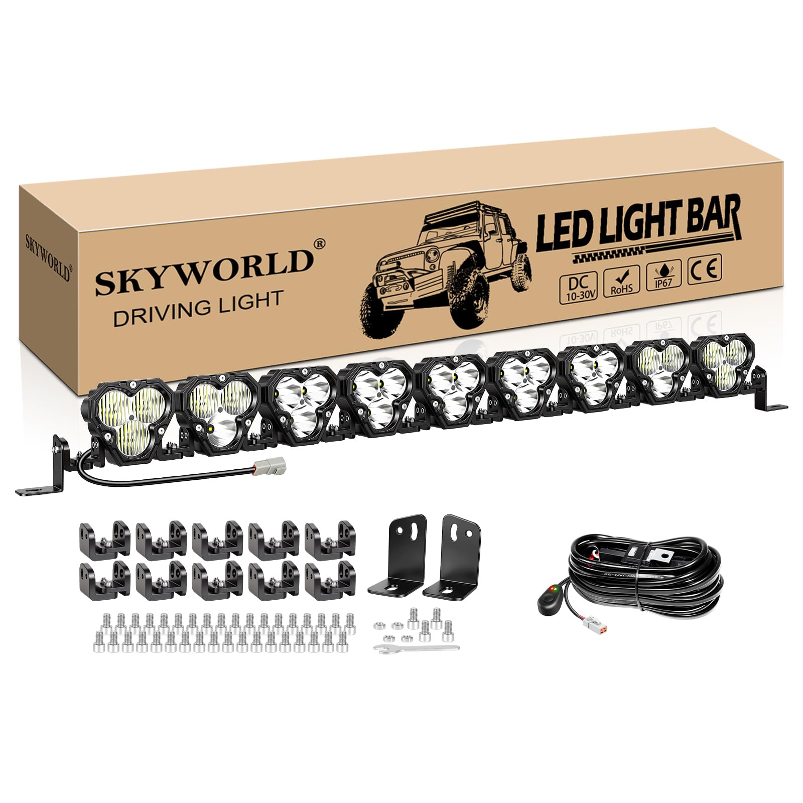 SKYWORLD Barra Led fuoristrada 40 pollici 103 cm 225W 12V DT cablaggio kit