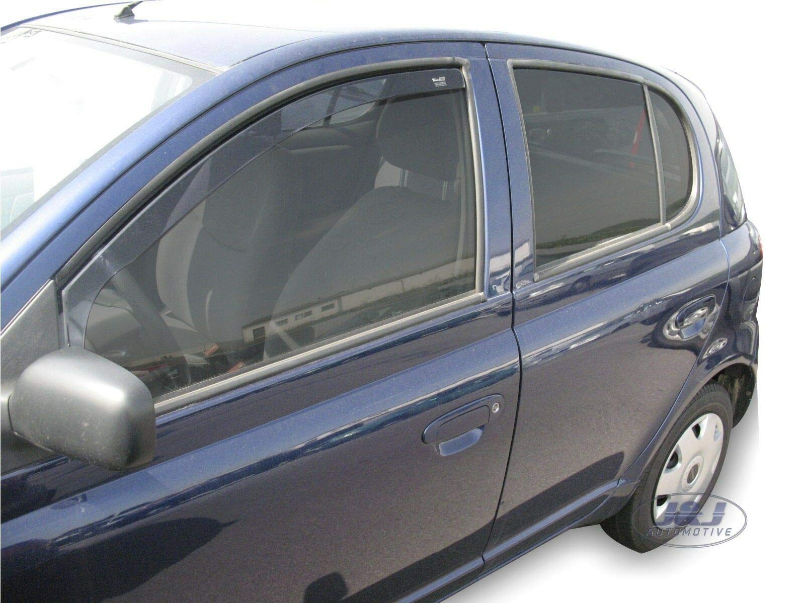J&J AUTOMOTIVE Deflettori d'Aria per Toyota Yaris 2001-2006 5-Porte Berlina, Set da 2 Pezzi, Nero Fumé Oscurato Heko