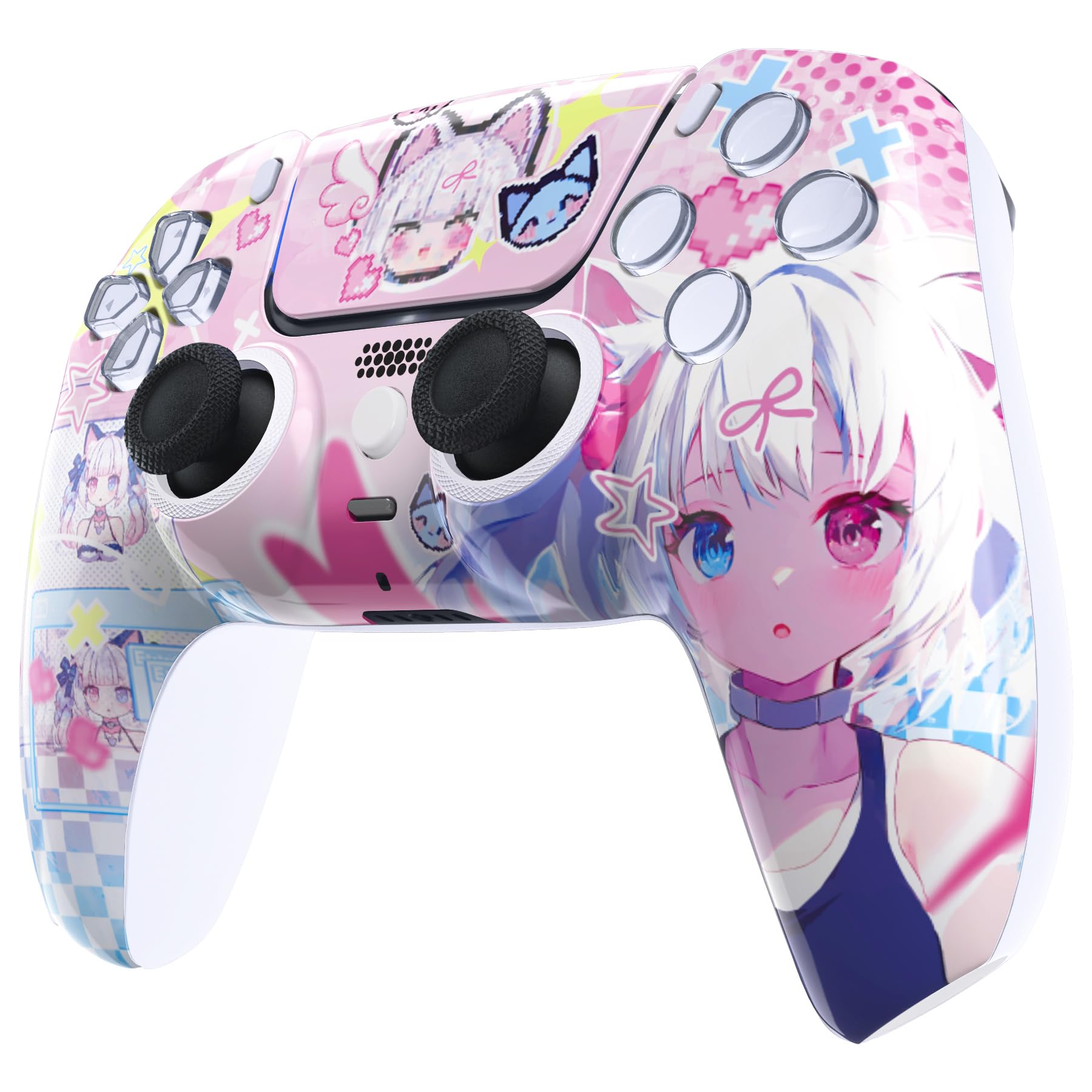 eXtremeRate Luna Cover per ps5 Controller,Shell Frontale Touchpad Ricambio,Scocca Ridisegnata&Anelli per ps5 Joystick BDM 010/020/030/040/050, MeWoow