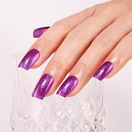 Imtiti Glitter Gel Nail Polish, 0.5 Fl Oz Purple Iridescent Glitter Gel Polish Soak Off LED UV Rainbow Shimmer Sparkle DIY Nail Art Starter Manicure Salon