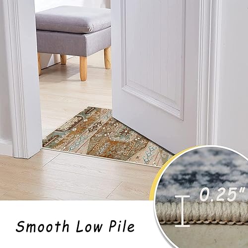 Miniatura 6 de vivorug Alfombra lavable, de 5 x 7 pies, con parte trasera antideslizante, ultra suave, alfombra persa bohemia, resistente a las manchas, para sala