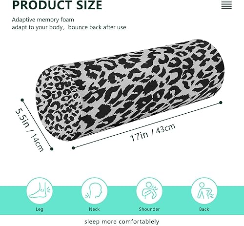 Miniatura 3 de Almohada cervical con estampado de leopardo gris, almohada cervical con funda extraíble lavable, almohada de cuello de espuma viscoelástica para