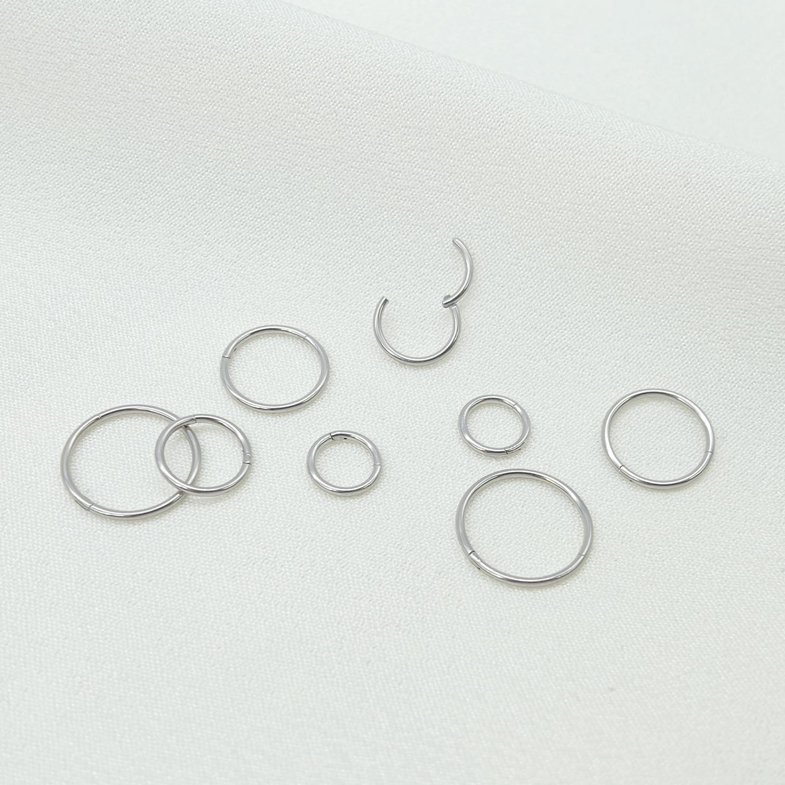 Aros Septum Acero Quirúrgico 8 Piezas 8mm/10mm/12mm/14mm Negro Piercing Nariz Cartílago Labio Helix