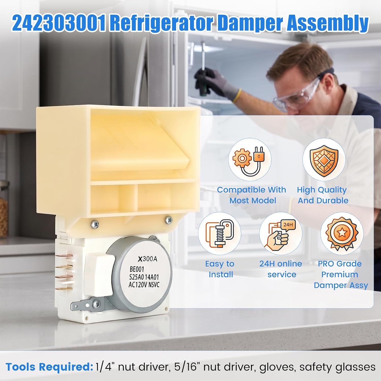 242303001 Air Damper Control Assembly Compatible with Frigidaire