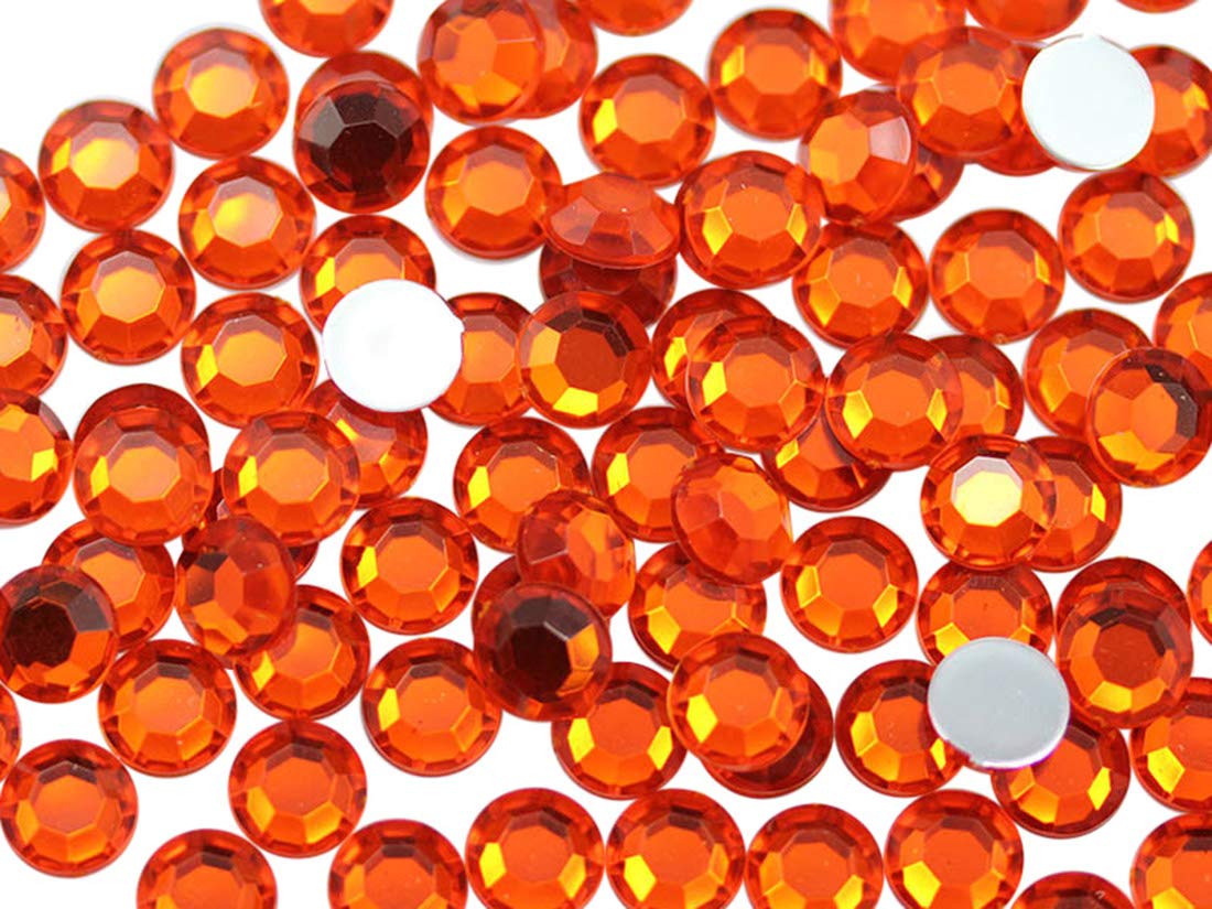 Allstarco 500PCS 9mm SS42 Orange Hyacinth .HC Acrylic Flat Back Rhinestones for Jewelry Making and Face Painting Card Making Embelishments Plastic Gems