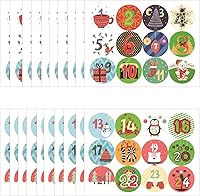 Vista 1 de 20 hojas de calcomanías de números de calendario de Adviento de Navidad, 1-24 calcomanías de calendario de cuenta regresiva de Navidad, calcomanías