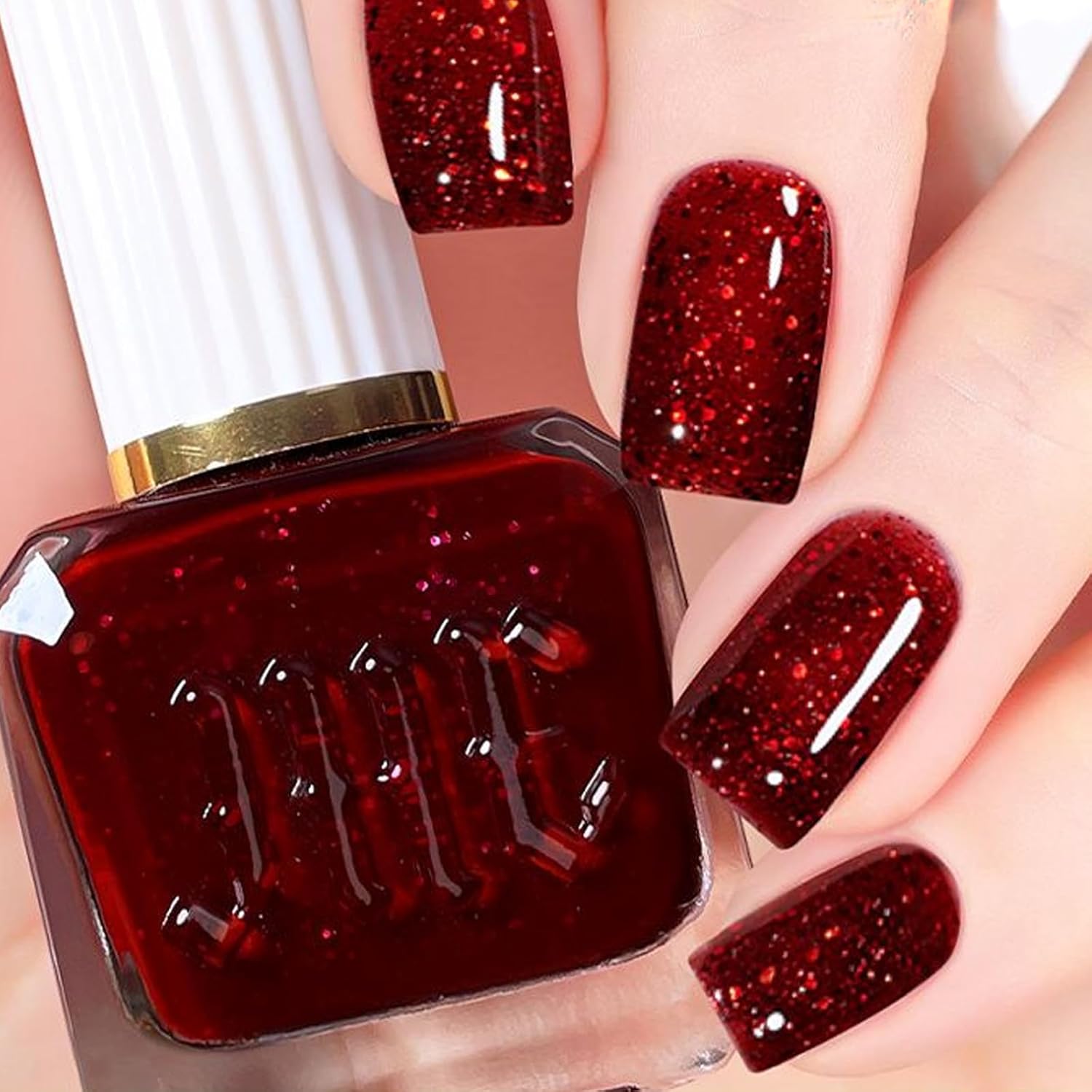Glitter Nail Polish Wine Red Glitter Nail Varnish Quick Dry Nail