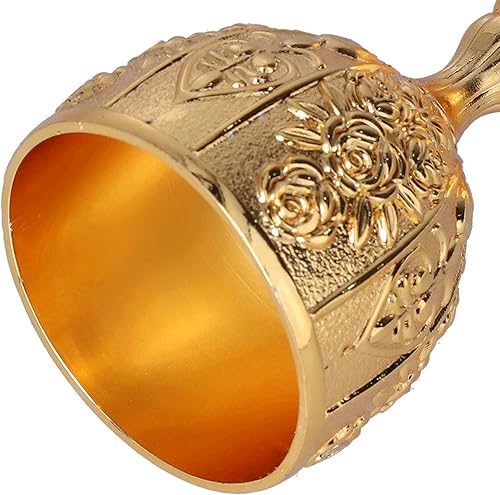 Miniatura 6 de TOPINCN Mini copa dorada de 8 piezas de vasos de metal vintage, pequeña copa de vino en relieve, pequeña copa de cáliz dorada en relieve, copa de