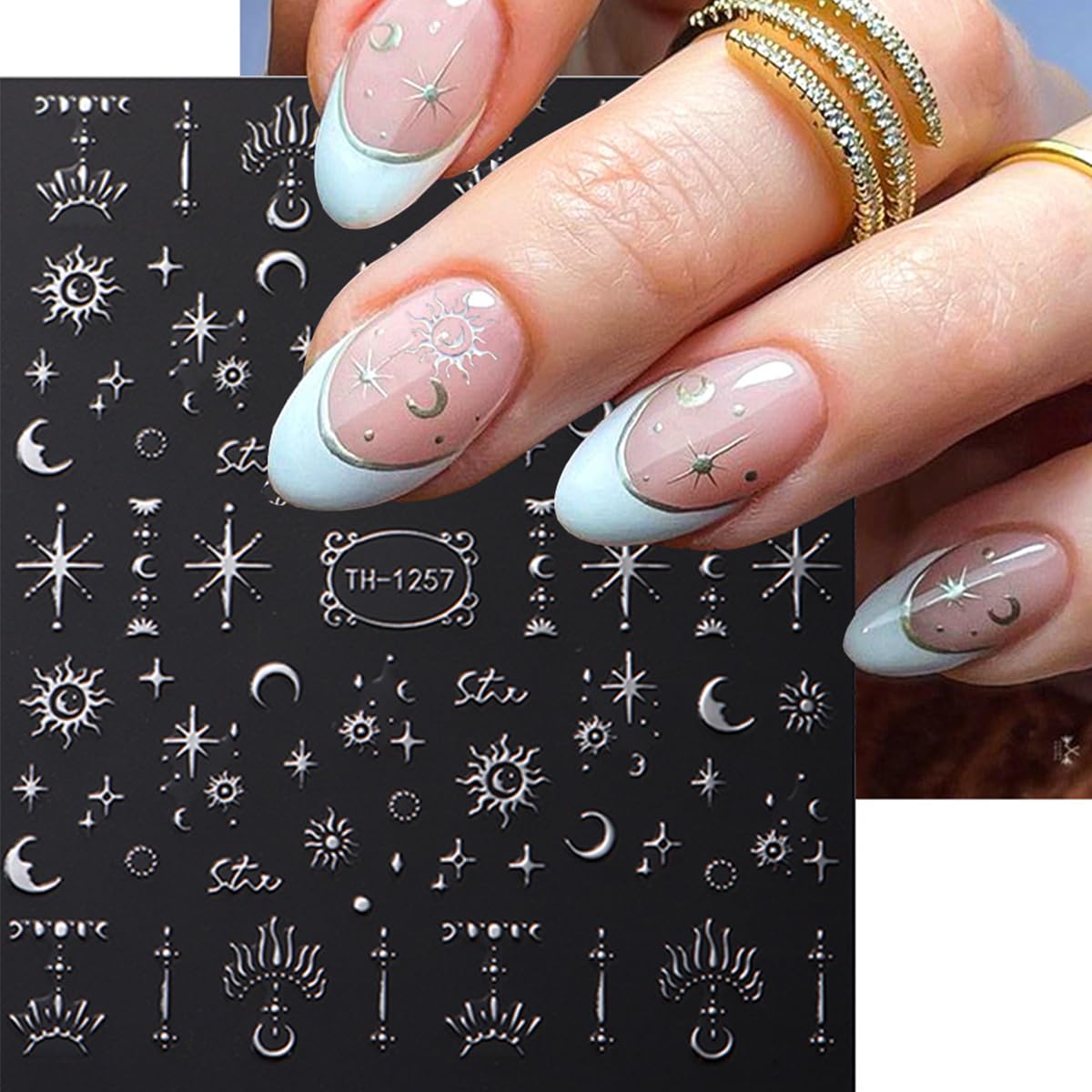 Moon rod nail parts Set 8P ♥︎·₊ Amazon.com: 8 Sheets Moon Star Nail Art Stickers 3D Stars Moon