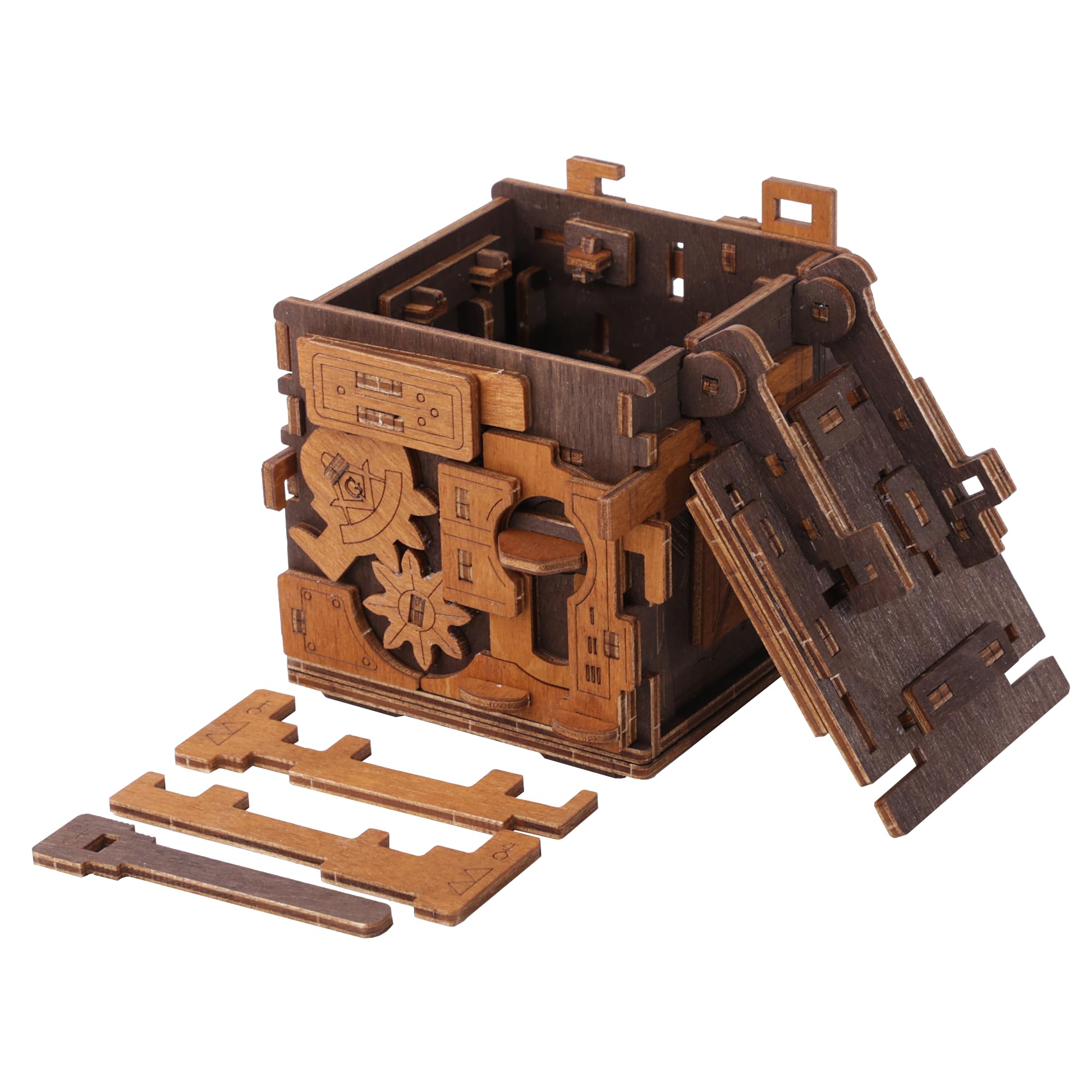Wooden City Escape Room Puzzle Box | Steampunk Puzzle Box with