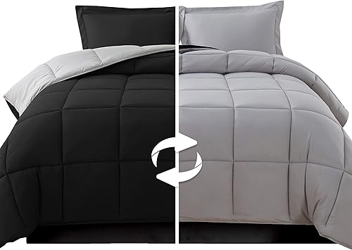 Elegant Comfort Juego de edredón reversible de 3 piezas, acogedor para todas las estaciones, alternativa de plumón suave, acolchado, cosido en caja,