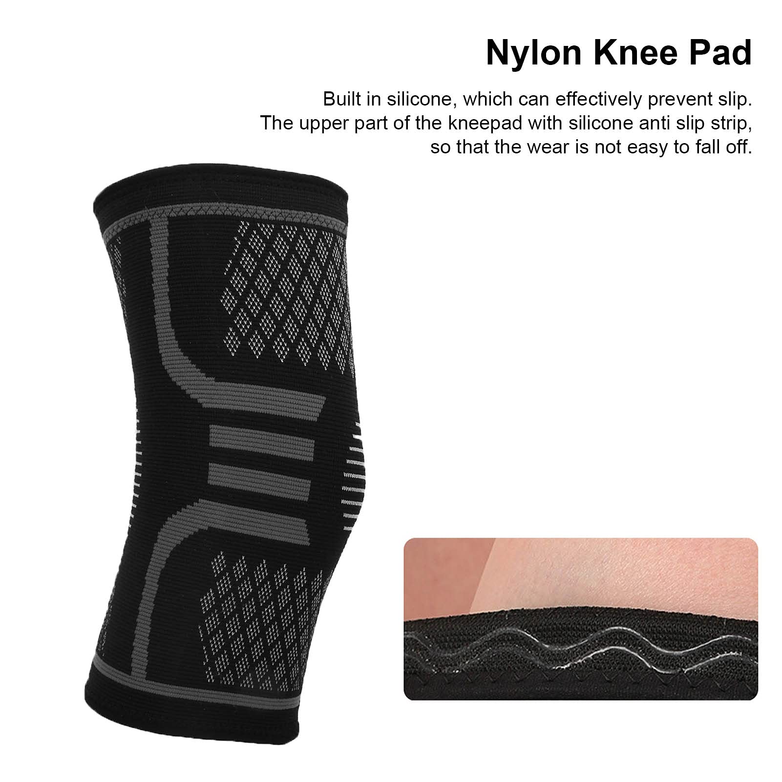 Yuecoom Knee Pads, Knitted Nylon Black Double Woven Texture Elastic Joint Brace for Fitness Basketball (S)