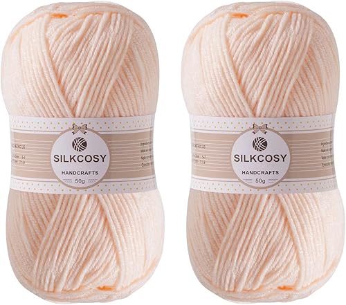 Hilo acrílico de 4 capas, 2 unidades, se siente suave de 280 yardas, colores surtidos, hilo para ganchillo y tejido a mano, color piel