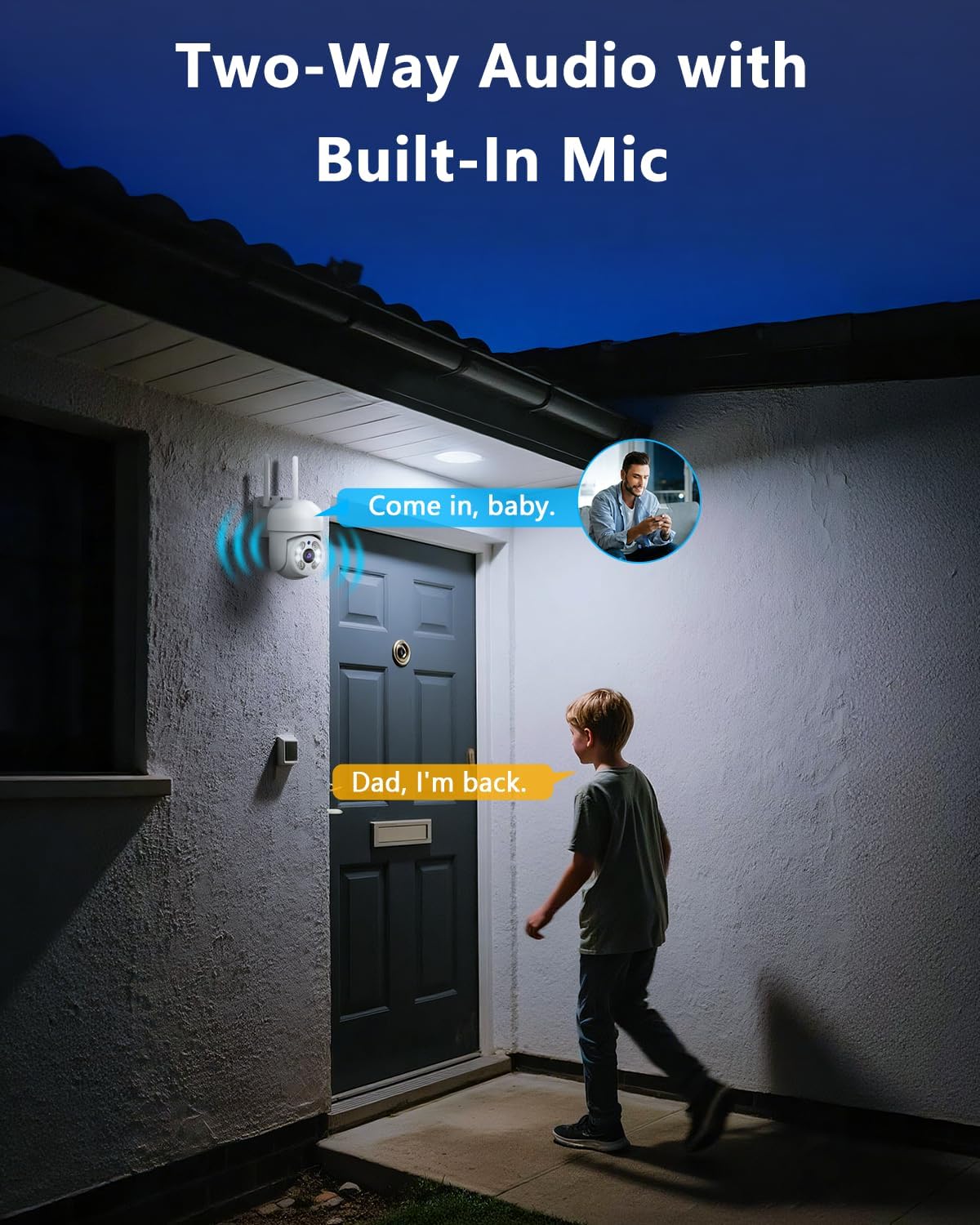 OOSSXX PT Outdoor Wireless Security Camera Wi-Fi Camera for Home Video Surveillance Indoor