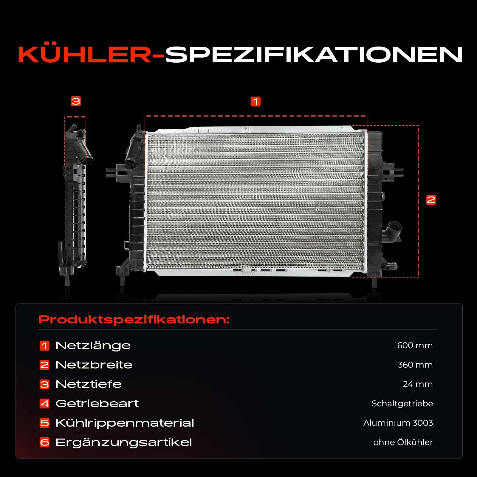 Frankberg Motorkühler Wasserkühler Schaltgetriebe Kompatibel mit Astra H A04 1.2L 2005-2010 Astra H Caravan L35 1.2L-1.9L 2004-2010 Zafira B Kasten/MPV A05 1.7L 1.9L 2005-2015 Replace# 1300269