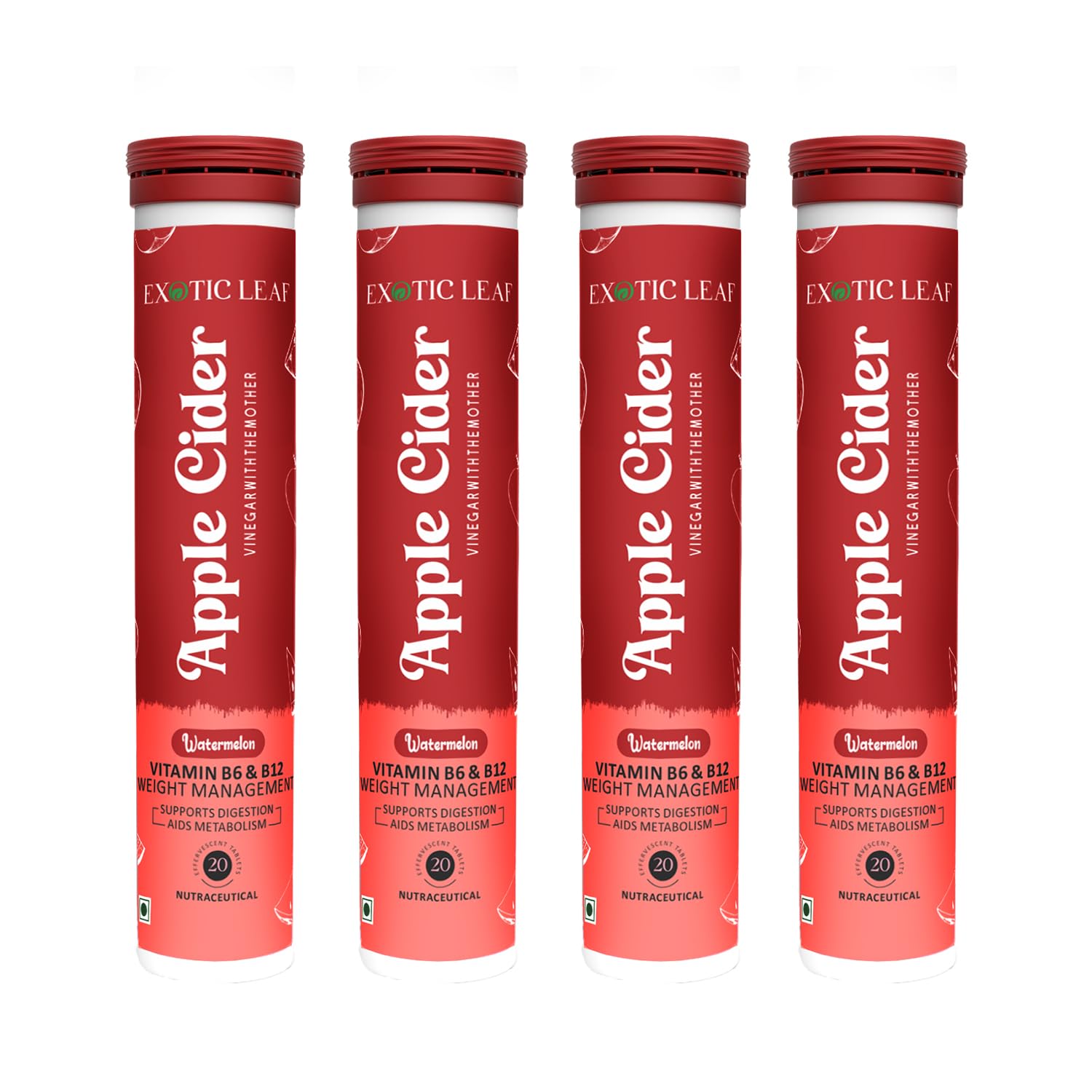 Exotic Leaf Apple Cider Vinegar with Mother, Watermelon & Pomegranate, Vitamins B6 & B12 - Supports Weight Management, Digestion, Metabolism, Energy, Protein-Carb Balance, and Total Fat Pack of 4 (B0D5MN6PY8) Amazon Price History, Amazon Price Tracker