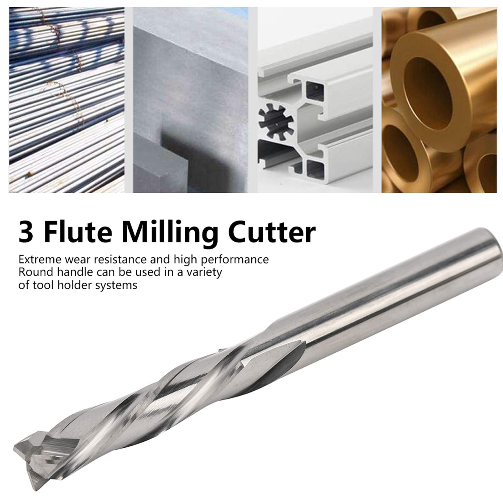 XHTLLO 3 Flute Tungsten Steel Milling Cutter for Aluminum, 6x6x25x60mm CNC Tool