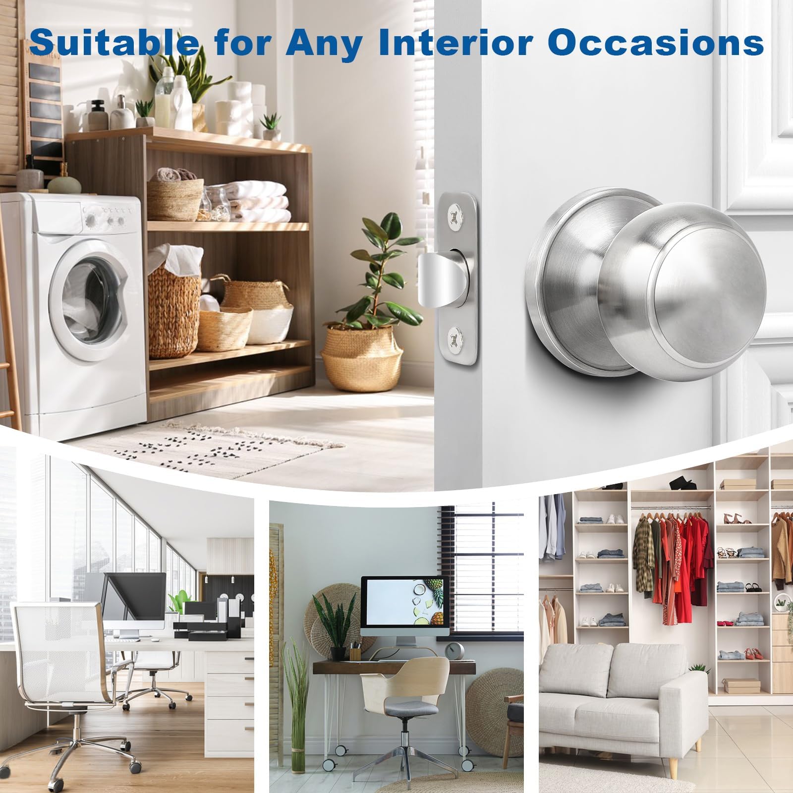Brushed Nickel Door Knobs - 10 Pack -2