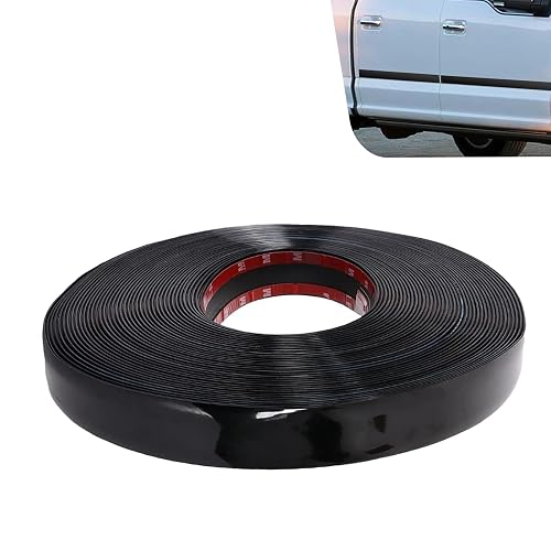 Qurbuns 49.21FT Car Exterior and Interior Molding Trim, Glossy Black Car Side Molding Trim, Scratch-Proof Self Adhesive Bumper Window Door Body Side Decor Strip, Universal for All Vehicles (Black)