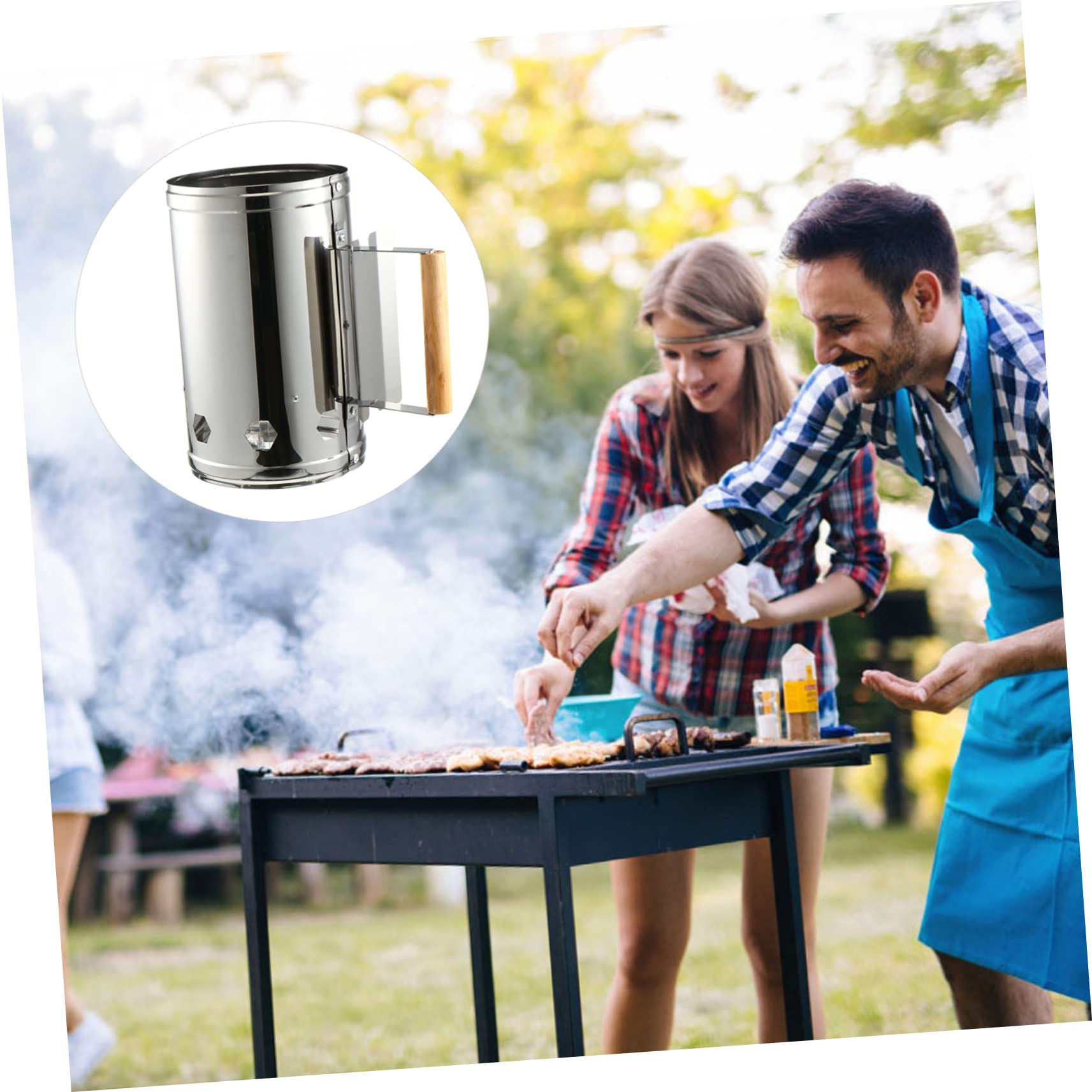 Toddmomy Ciminiera d Accensione per Barbecue all Aperto Accenditore Carbone Rapido in Ferro Zincato Tavola Resistente al Calore per Campeggio e Grigliate