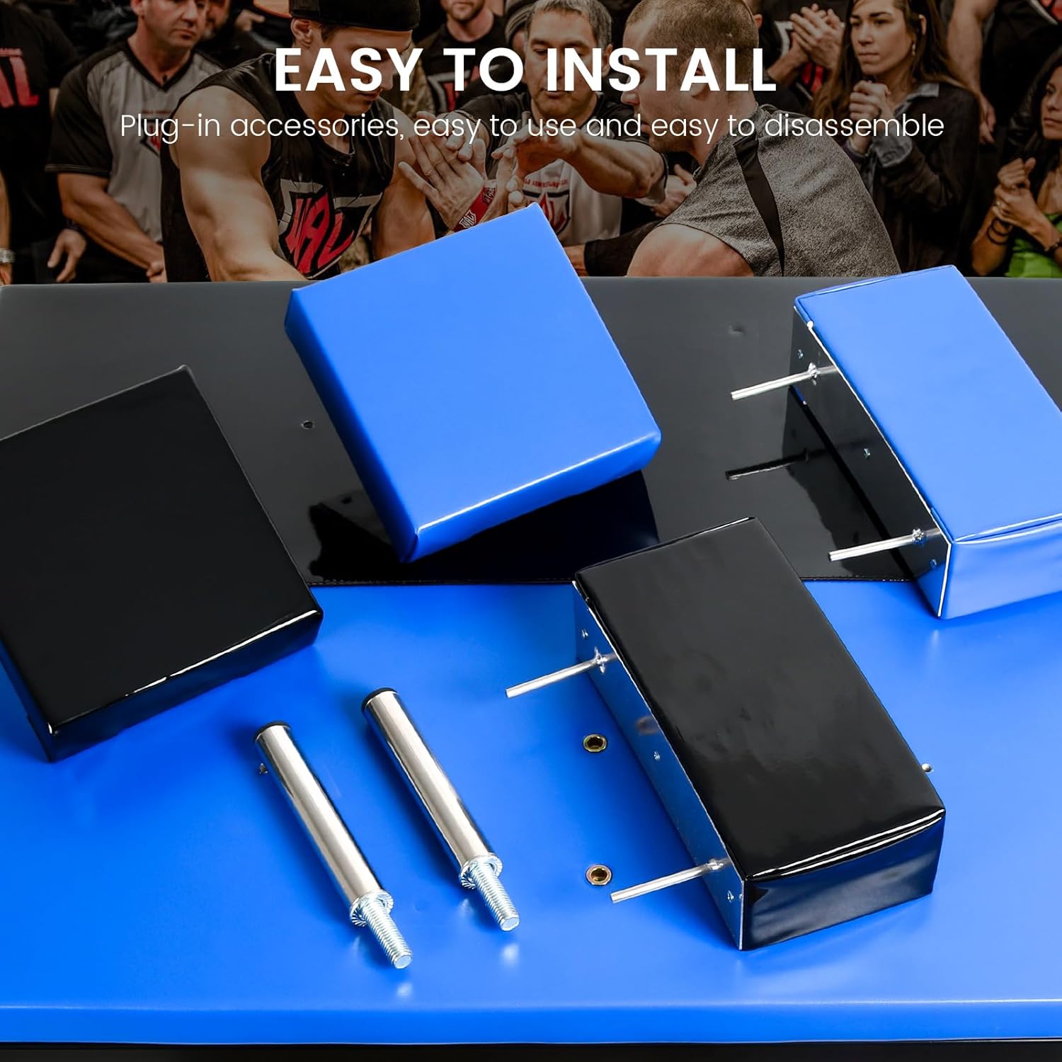 Professional Table - Arm Wrestling Battle Table Forearm Strength Training with Competition Design Wrist Strength Training Support Plate - （Black Blue）