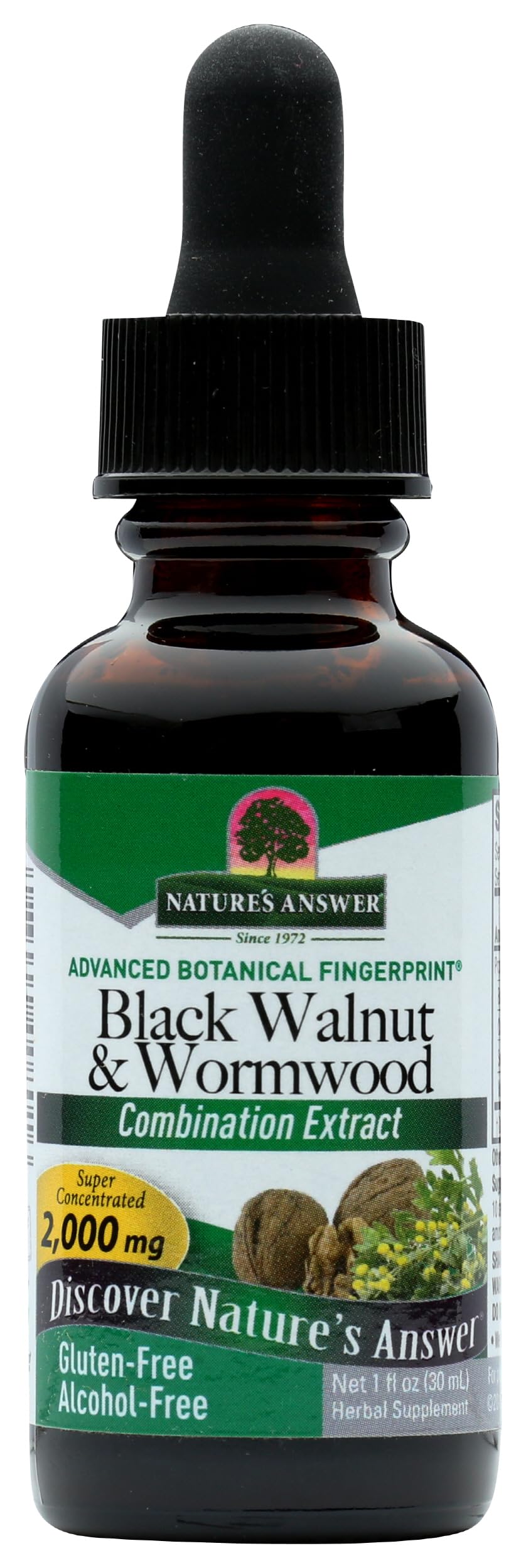 Natures Answer Black Walnut and Wormwood 1 oz 30mL 200mg. Extract, Liquid,promotes digestion,Vegetable Glycerin And Purified Water