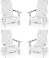 Vista 17 de YEFU Moderna silla plegable Adirondack de plástico, 1s ampliar/almacenar actualización desbloqueada, resistente a la intemperie, sillas de madera