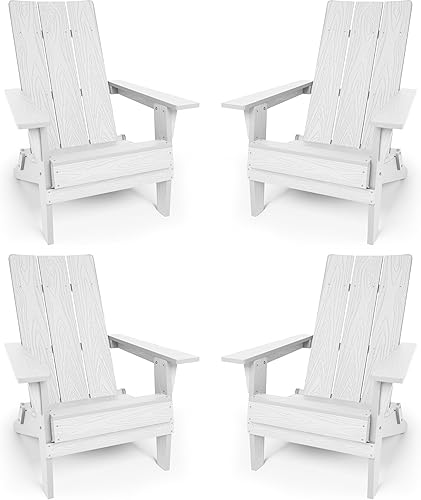 Miniatura 17 de YEFU Moderna silla plegable Adirondack de plástico, 1s ampliar/almacenar actualización desbloqueada, resistente a la intemperie, sillas de madera