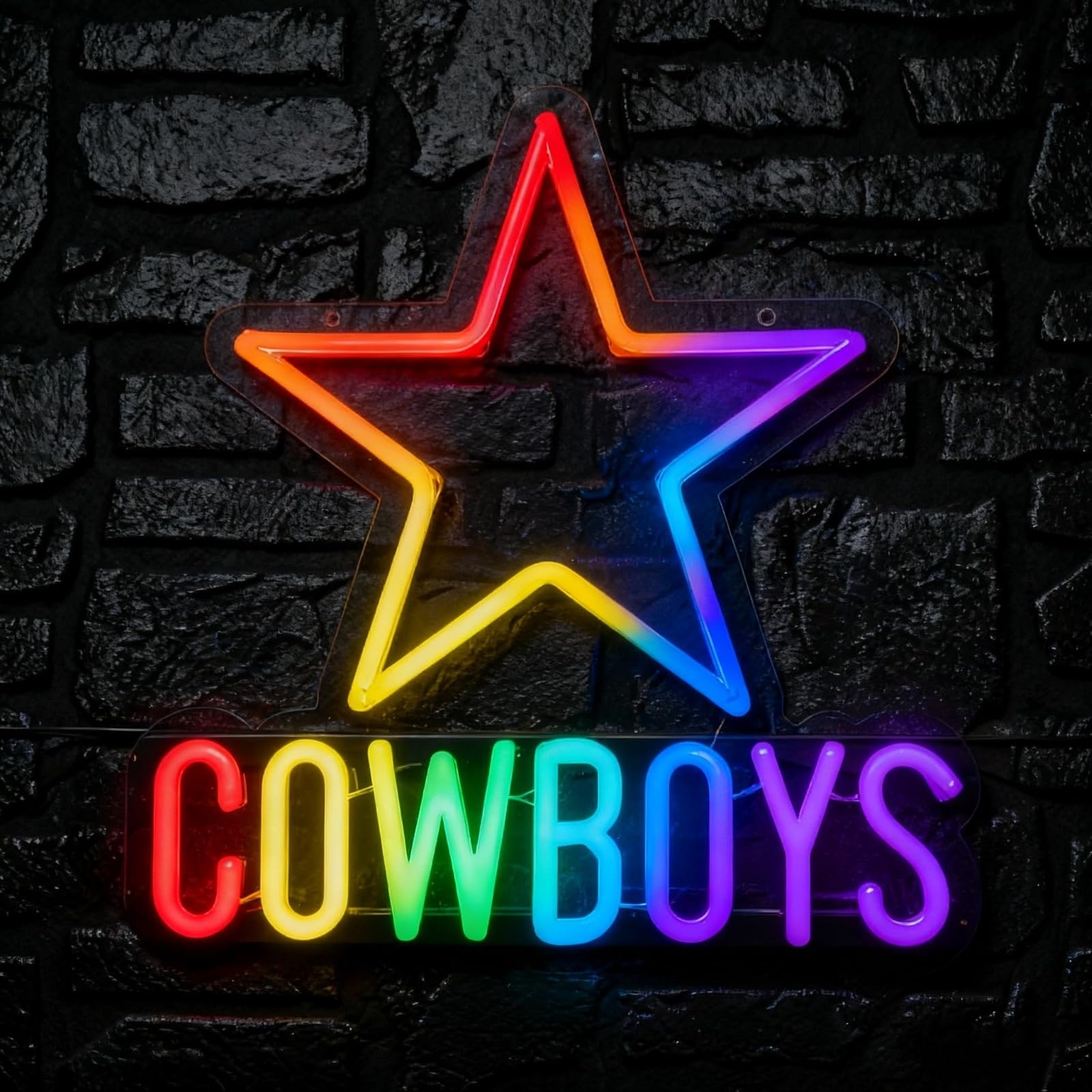 Cowboys Multi Color RGB Neon Sign Powered by USB Color Changing & Scrolling and Flashing Modes Remote Control for Home Decor Wedding Parties Gatherings