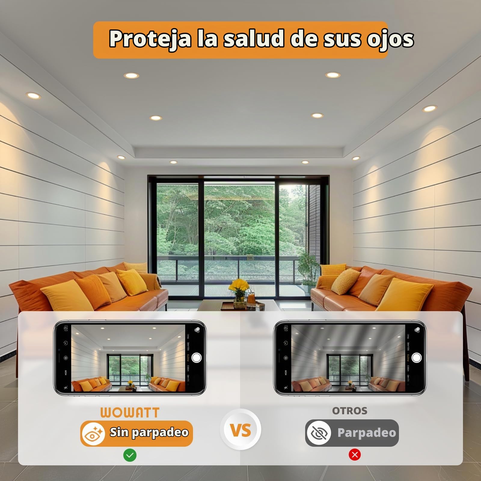 wowatt Pack 20 Downlight LED Techo Empotrable Regulable 7W 600LM 230V 3CCT | Luz Cálido 2700K Blanco Natural 4000K Luz Frio 6000K Focos Led Interior, IP44 Ojos de Buey Redondo para Baño, Corte 75mm-90mm