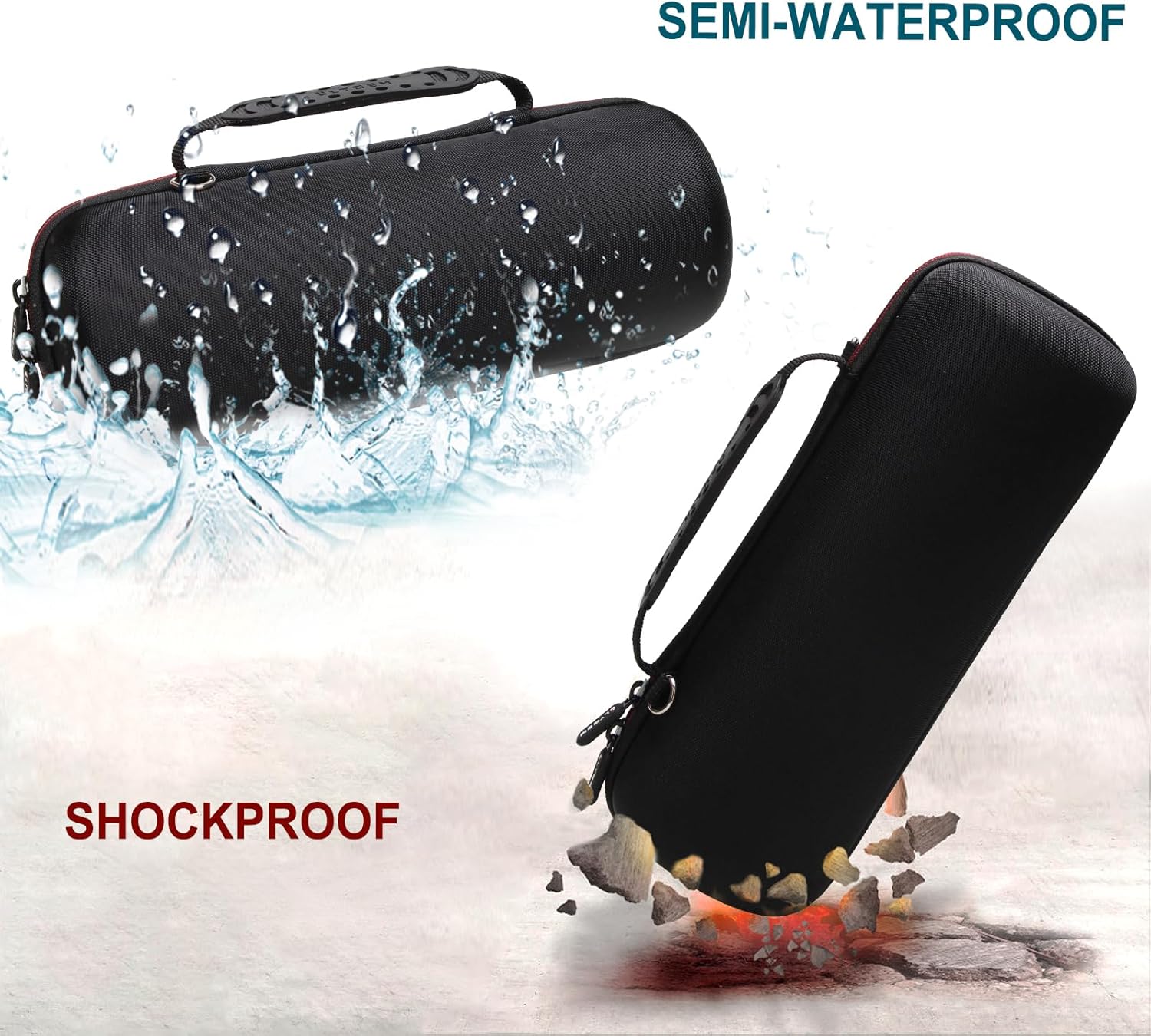 LTGEM Case for Charge 4/ Charge 5 Speaker Carrying Case Hard Storage Travel Protective Bag Fits Charger and USB Cable (Lycra Black with Shoulder Strap) - Image 6