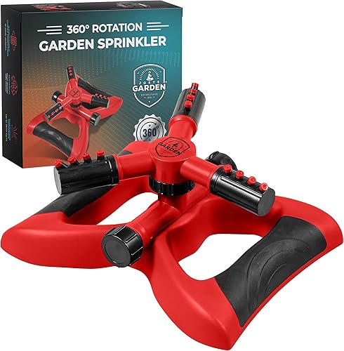 Joeys - Rociador giratorio para patio, para una cobertura de área grande, rociadores de césped y patio (rojo)