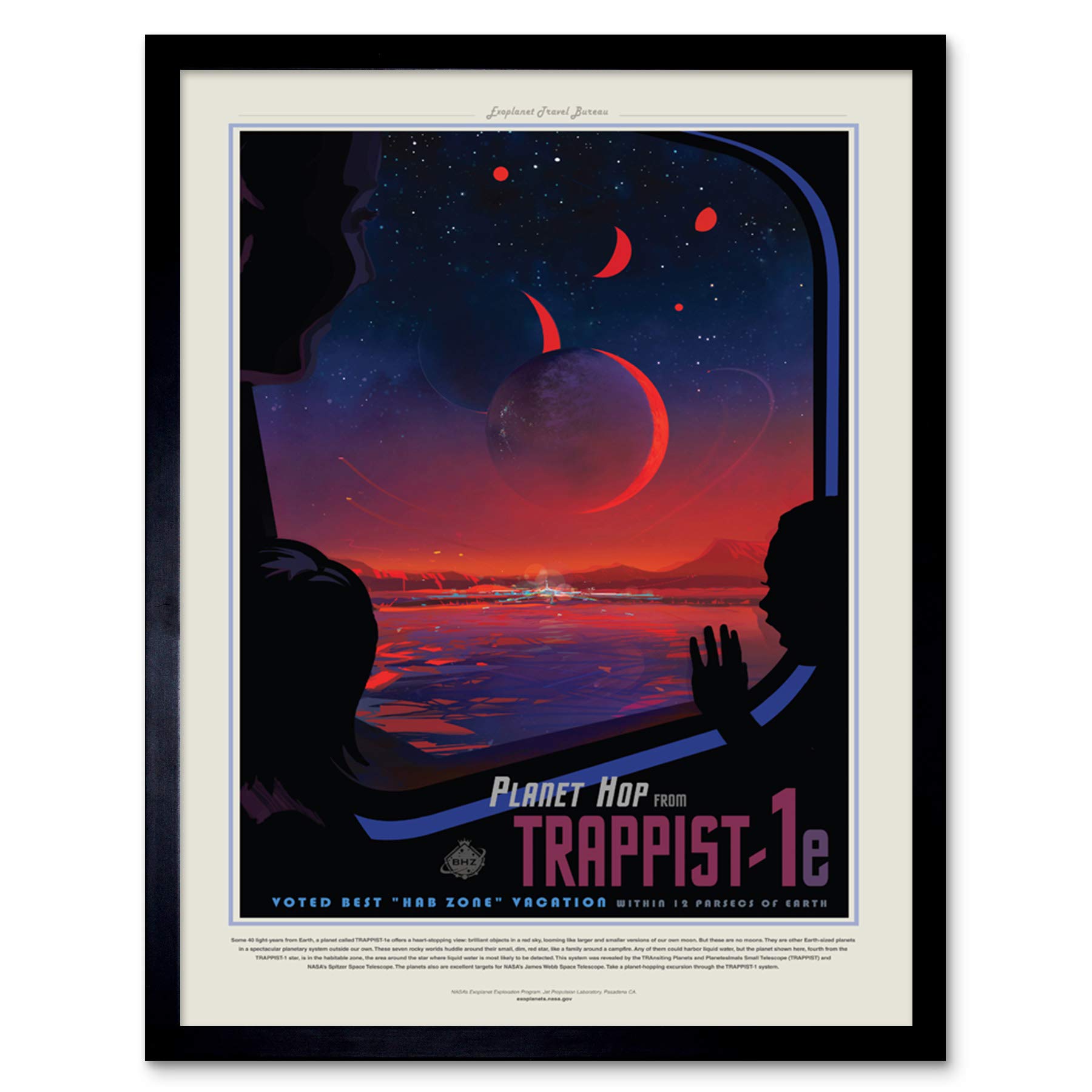 Wee Blue Coo NASA Space Travel Advert Trappist 1E Art Print Framed Poster Wall Decor 12x16 inch