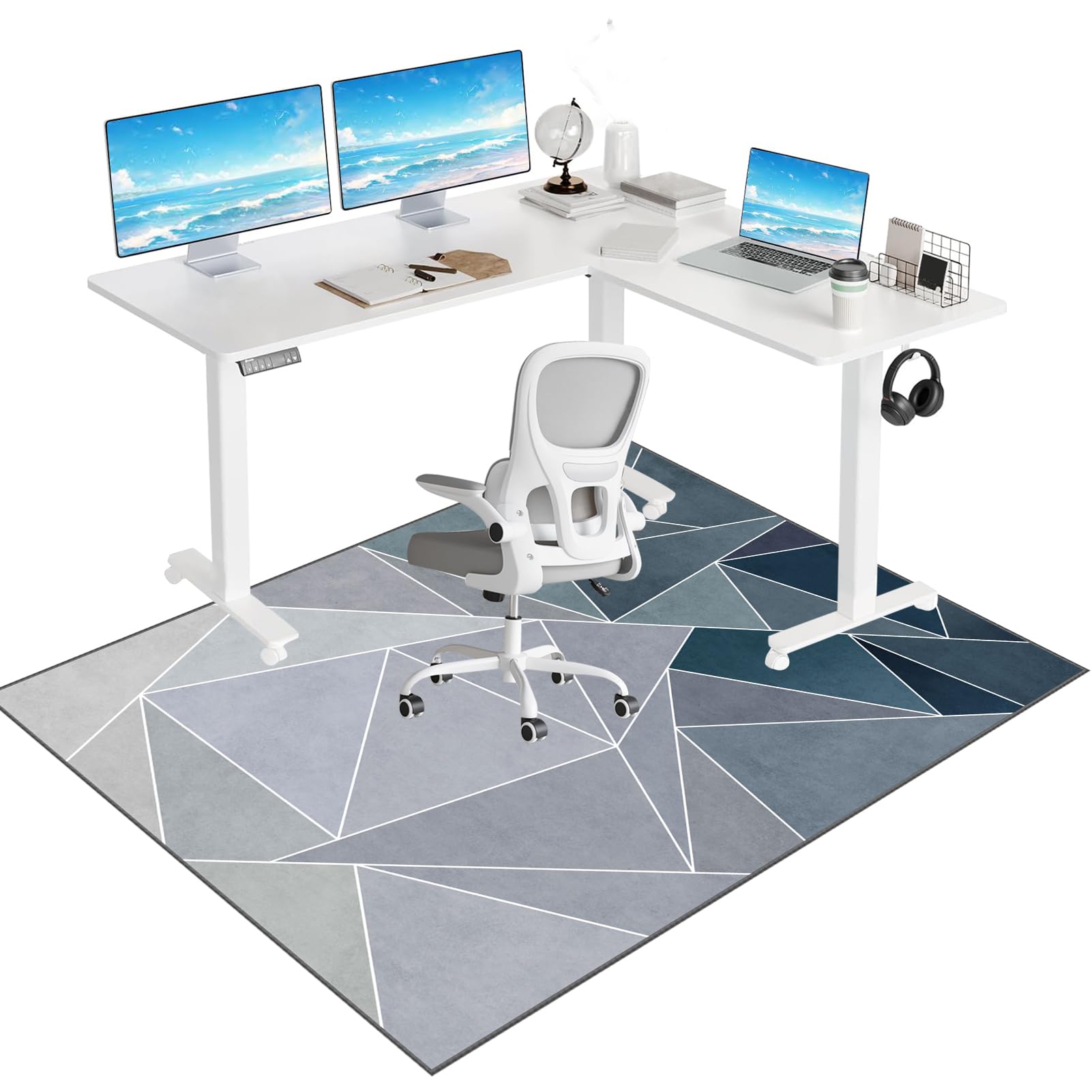 Office Chair Mat for Hardwood Floor, Computer Floor Mat for Carpet, Carpet Chair Mats, Desk Chair Mat for Home Office, Multi-Purpose Floor Protectors Rug, 100 x 120 cm Office Gaming Rolling Chair Mat