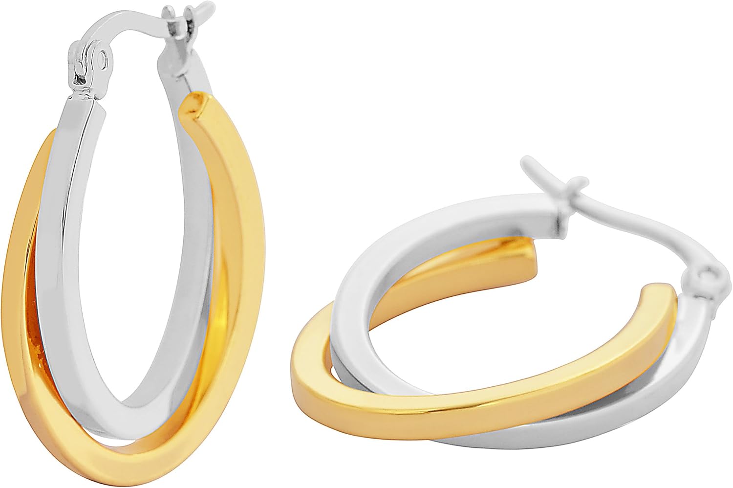 Edforce Women's Stainless Steel Overlapping Oval Hoop Earrings, (30mm) - Image 3