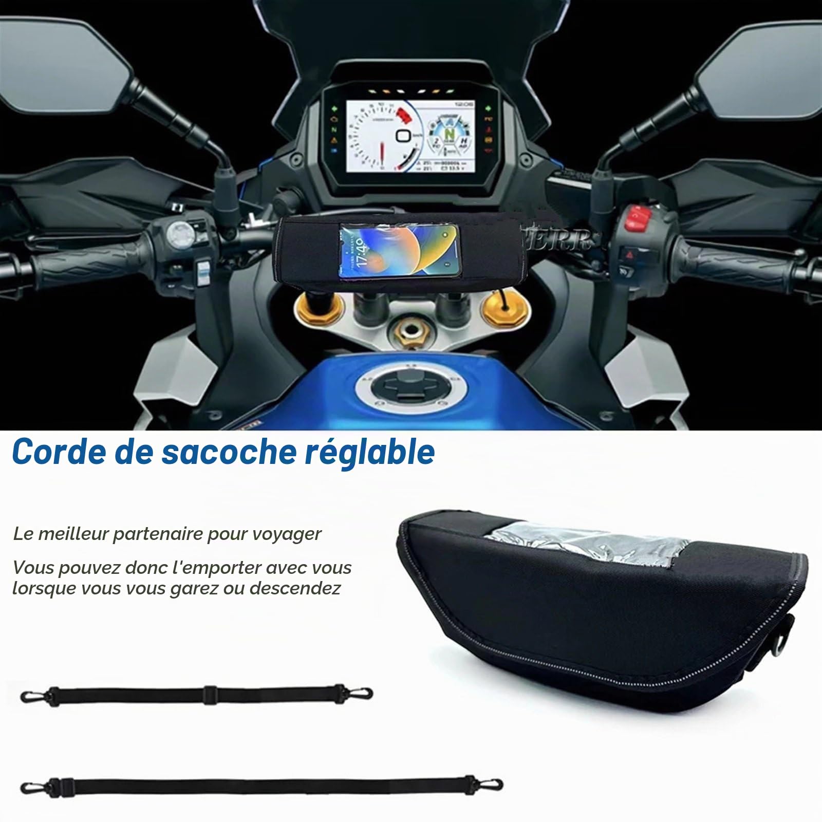 Sacoche Moto Étanche de Guidon pour Tenere 700 World Raid 2022 - Sac de Navigation de Voyage