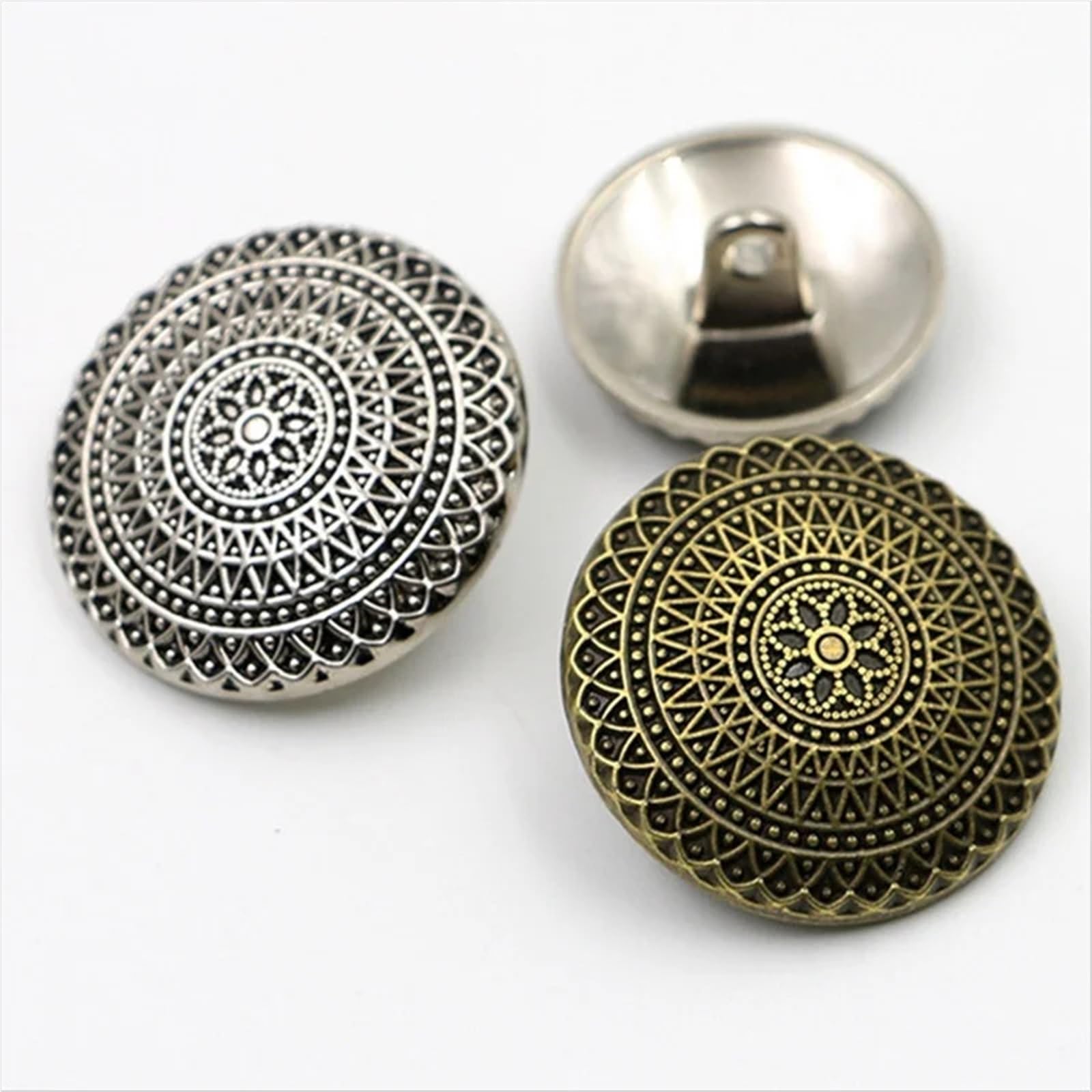 Metallknöpfe, Vintage-Stil, 50 Stück, 15 mm, 23 mm, Antik-Silber, Kupfer, Nähen