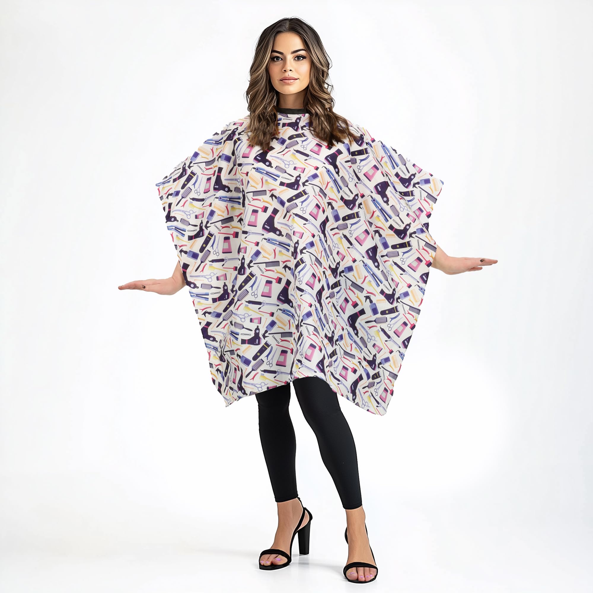 Plum Hill Hair Salon Cape, Waterproof Hairdresser Cape, Stylist Cape, Hair Cutting Cape with Snaps, Women's Shampoo Capes