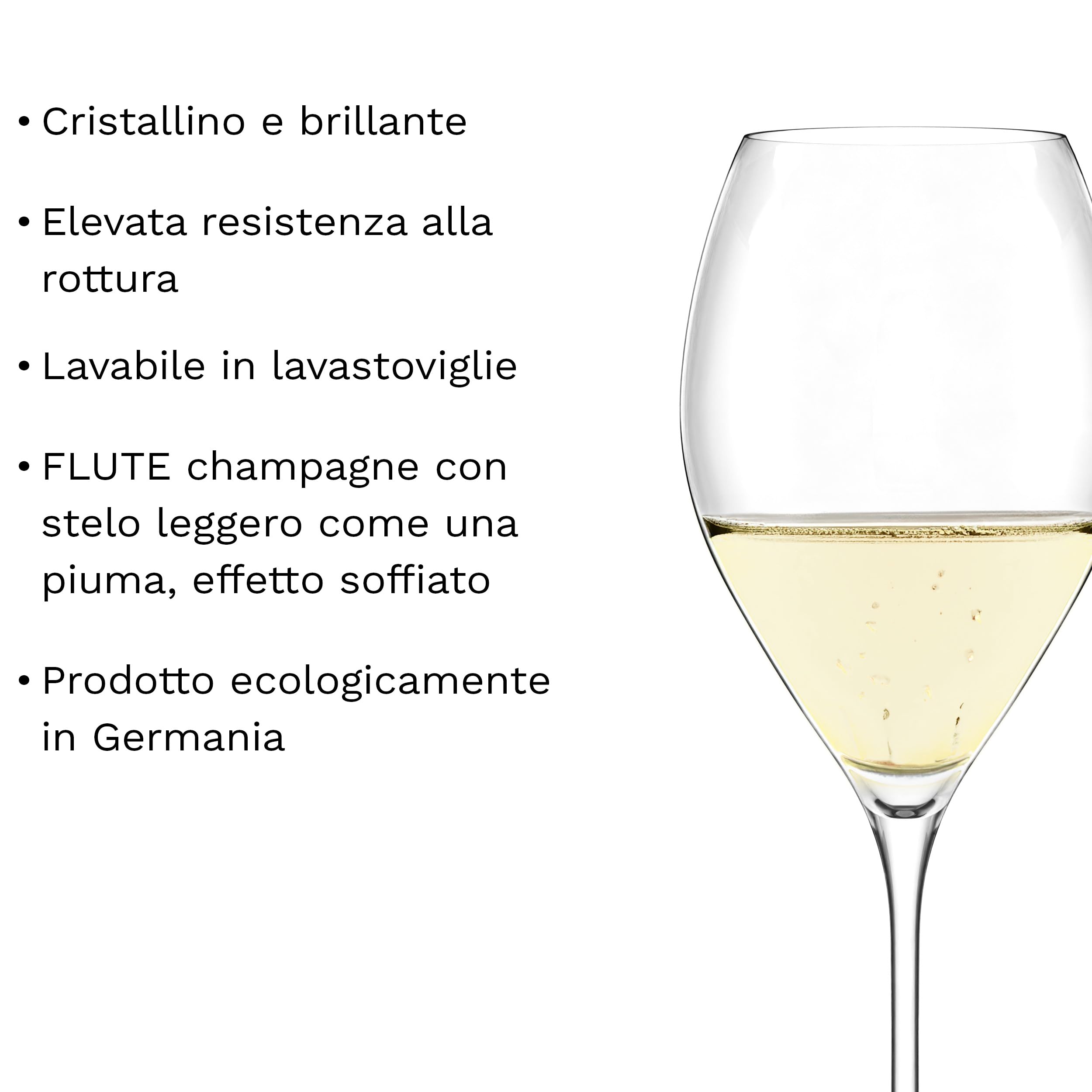 Stölzle Lausitz Bicchieri da Champagne Fino Set di 2, 425 ml – Calici Eleganti per Spumante, Prosecco & Champagne – Bicchieri in Cristallo – Lavabili in Lavastoviglie & Resistenti, Made in Germany