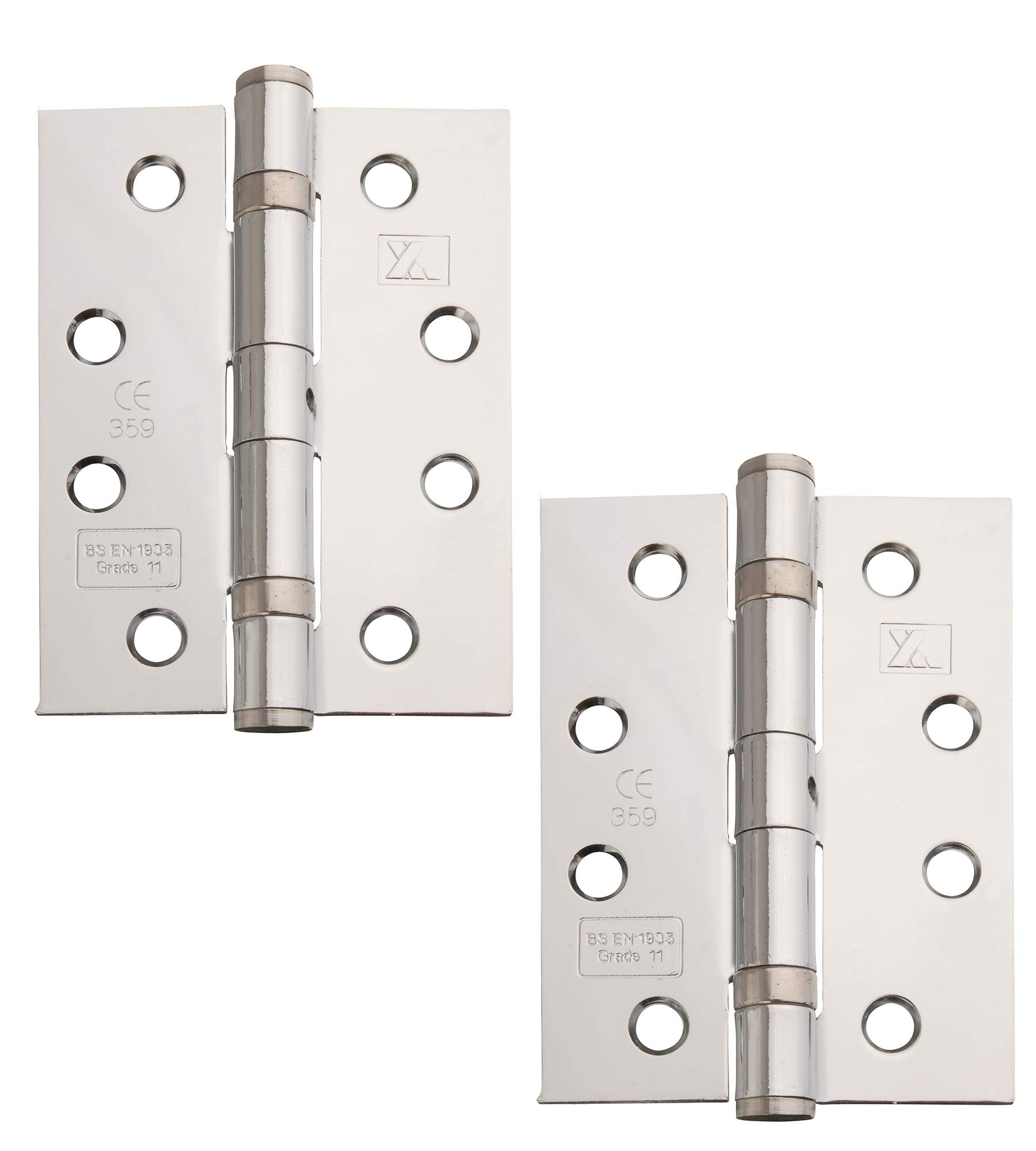 Excel Polished Chrome Xl866 Pair Of 4" Grade 11 Door Hinges,