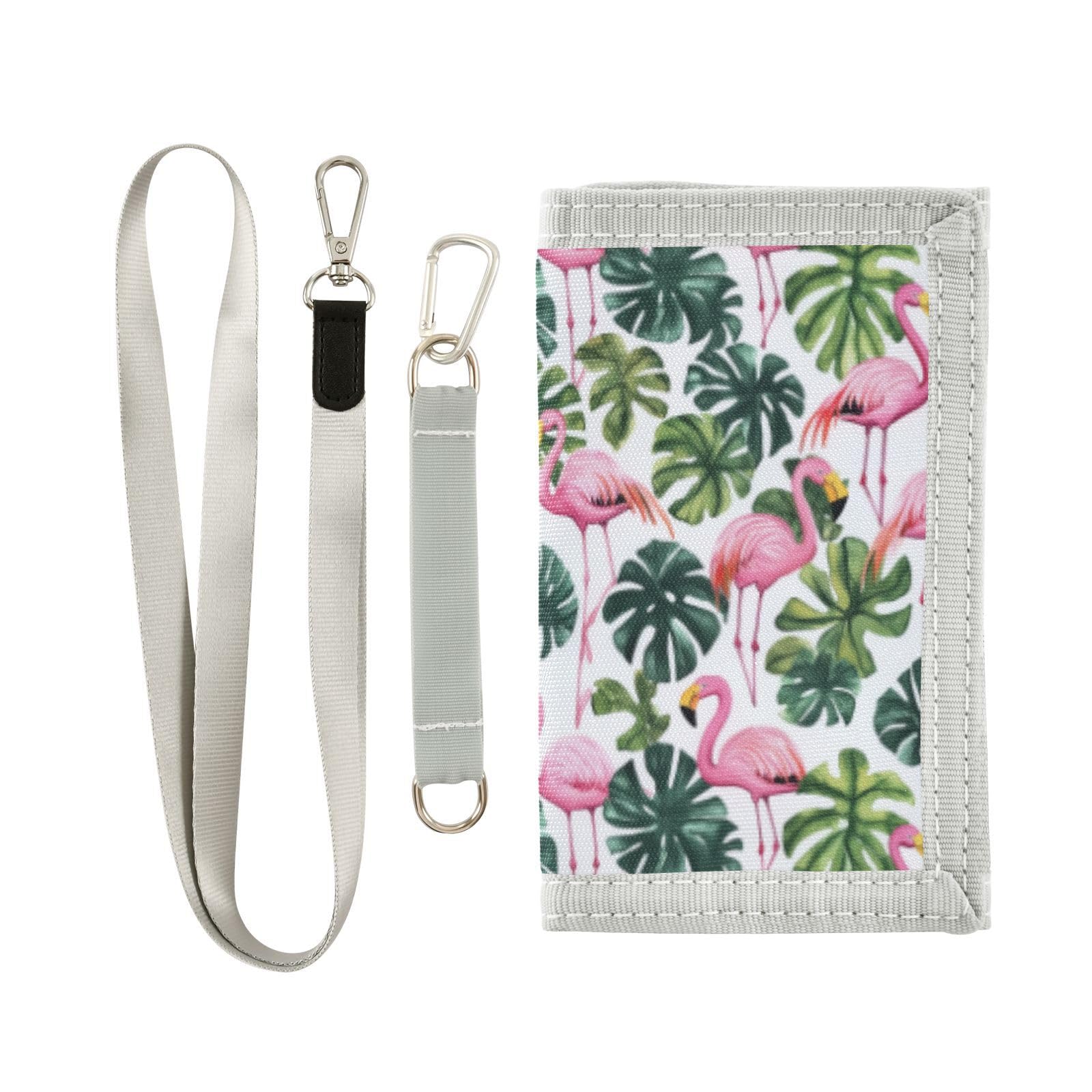 Wusikd Pink Flamingos Leaf Kids Wallet for Boys Girls Watercolor Toddler Trifold Wallet Novelty Wallet for Teens Women Men