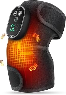 Cordless Heated Knee Massager with Vibration, Heated Knee Brace Wrap Heating Shoulder Brace Support Wrap for Knee Shoulder Elbow, Heating Pad with 6 Heating Levels, 3 Massage Modes & Timer