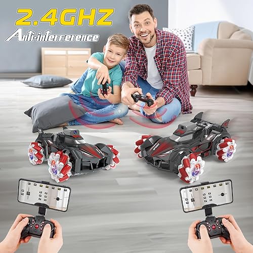 Miniatura 5 de Yasola Auto RC con cámara para niños, control remoto giratorio de 360 de alta velocidad, vehículo de acrobacias de juguete para niños y niñas, autos